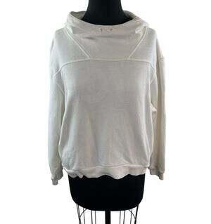 KATHARINE HAMNETT Organic Cotton LOVE Hoodie Ivory Cozy Pullover Sweatshirt Sz S